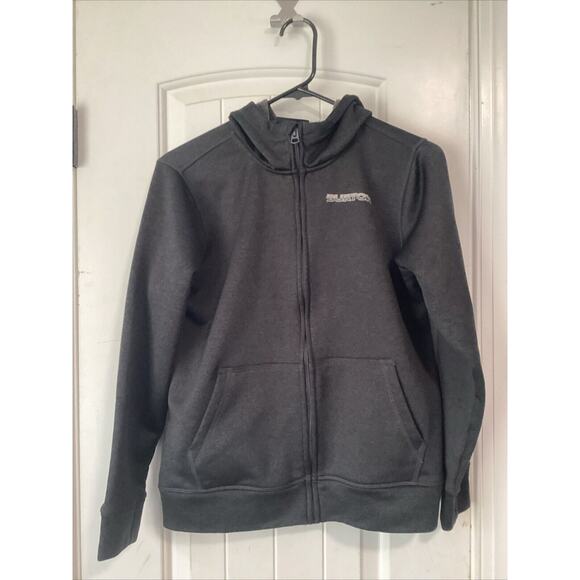 Burton Oak Hoodie Boys Medium Black Full Zip Double Sided Graphic Print - Picture 1 of 3